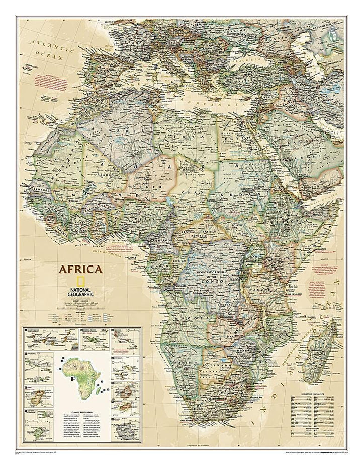 Afrique politique carte murale ancienne plastifiée | National Geographic carte murale roulée (en tube) National Geographic Default Title