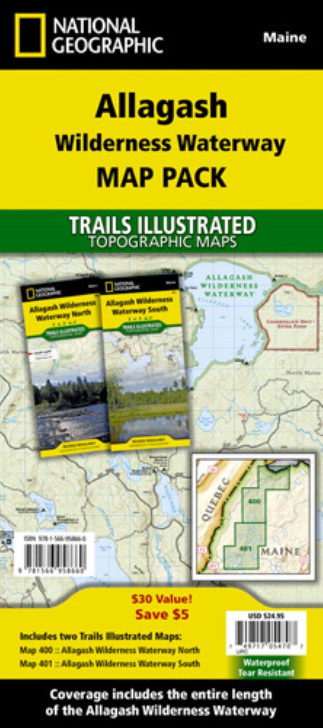 Allagash Wilderness Waterway (lot de cartes) | National Geographic carte de randonnée National Geographic