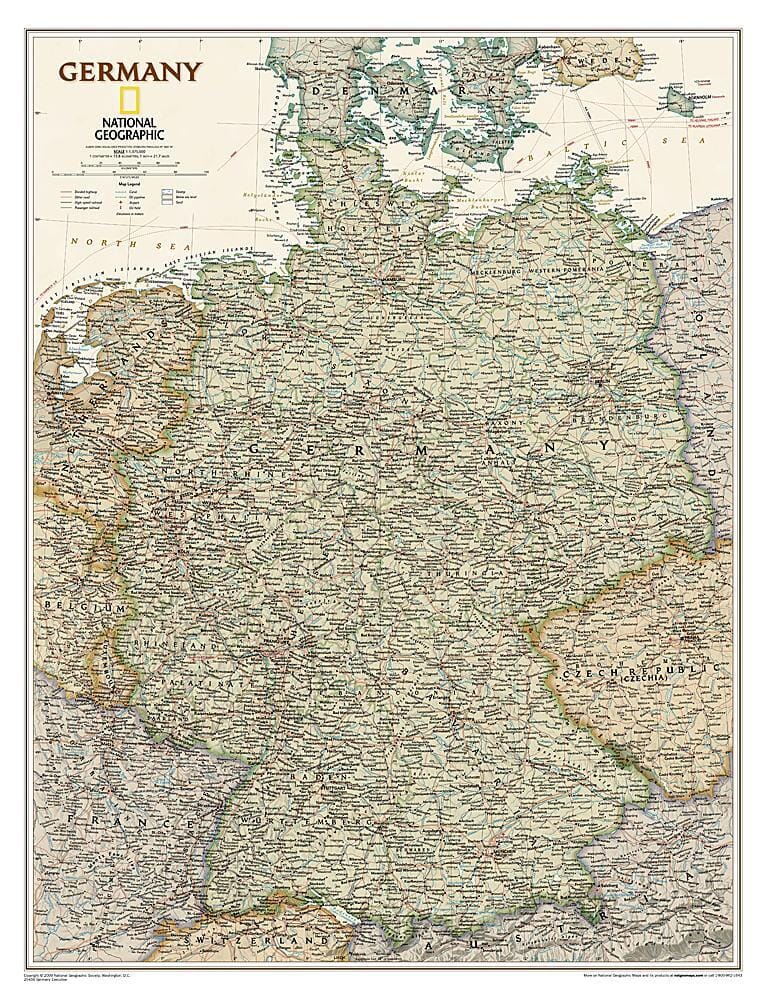 Carte murale plastifiée (en anglais) - Allemagne | National Geographic carte murale roulée (en tube) National Geographic Default Title