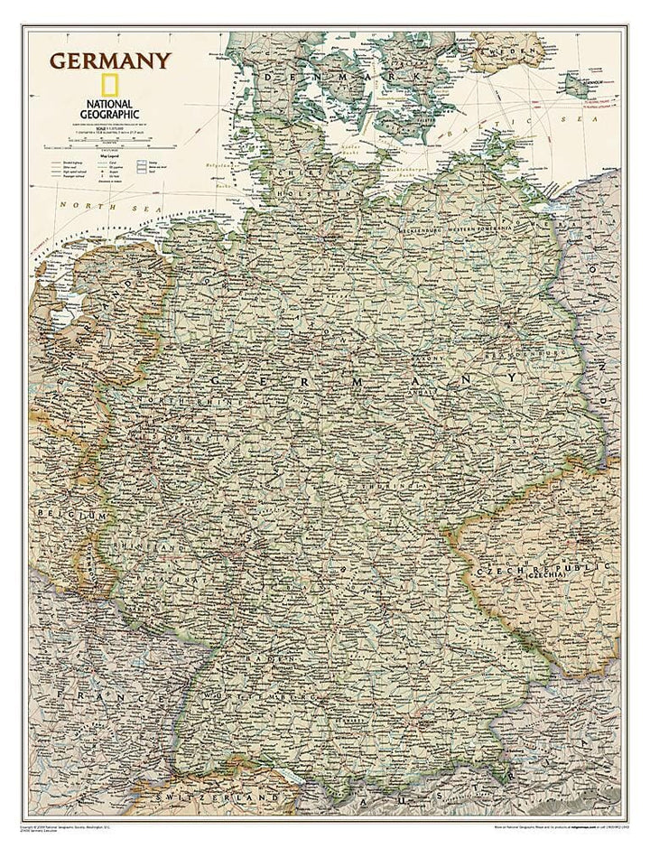 Carte murale plastifiée (en anglais) - Allemagne | National Geographic carte murale roulée (en tube) National Geographic Default Title