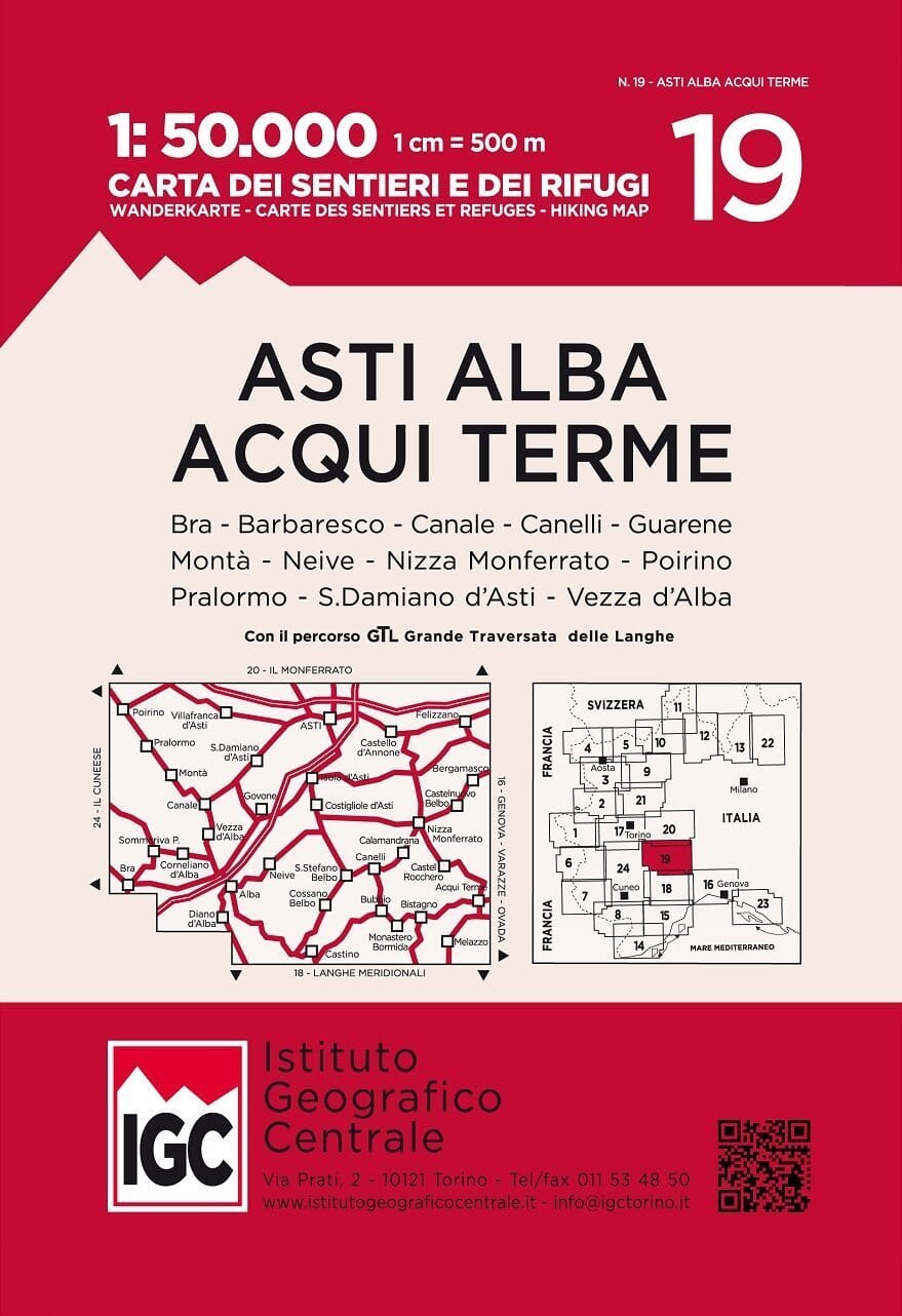 Carte de randonnée n° 19 - Asti Alba Acqui Terme | Istituto Geografico Centrale - 1/50 000 carte de randonnée Istituto Geografico Centrale Default Title