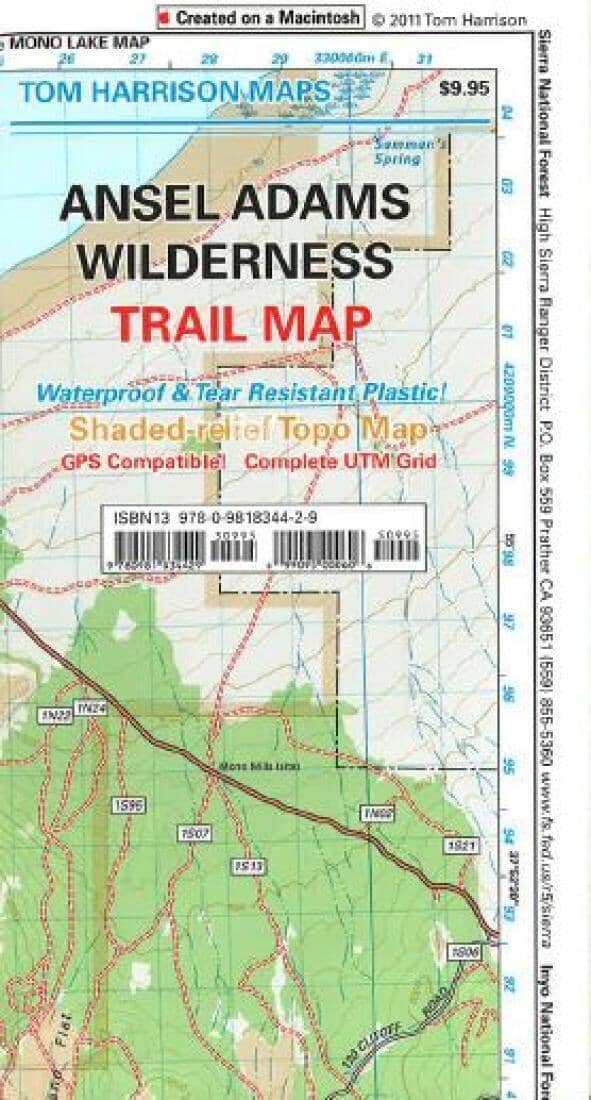 Ansel Adams Wilderness, Californie | Tom Harrison Maps carte de randonnée Tom Harrison Maps