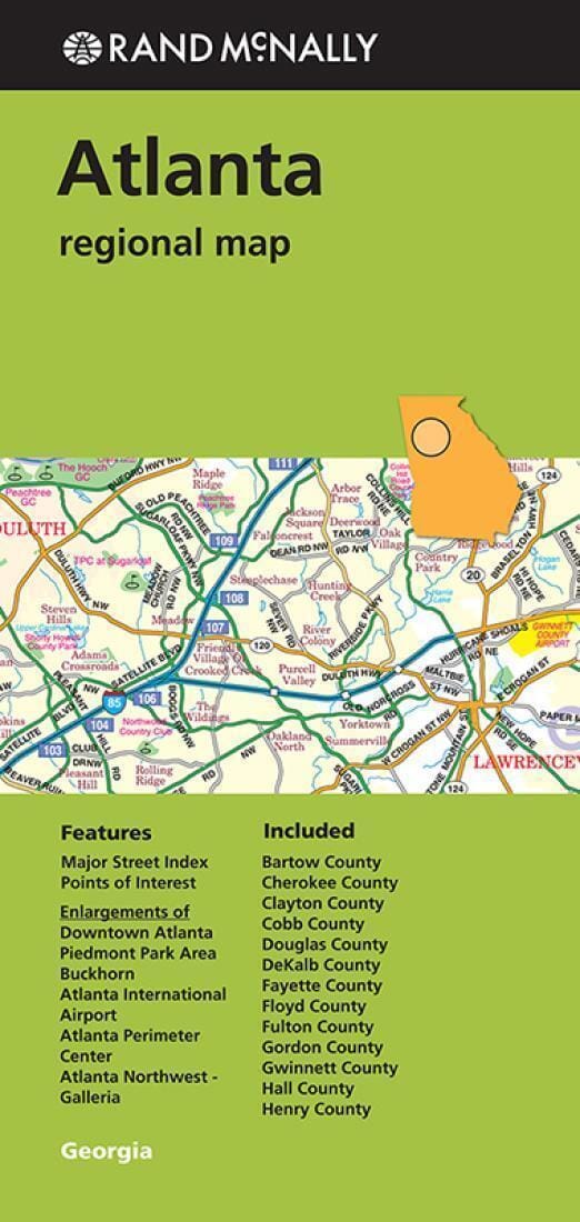 Atlanta, Géorgie, Régional | Rand McNally plan de ville Rand McNally
