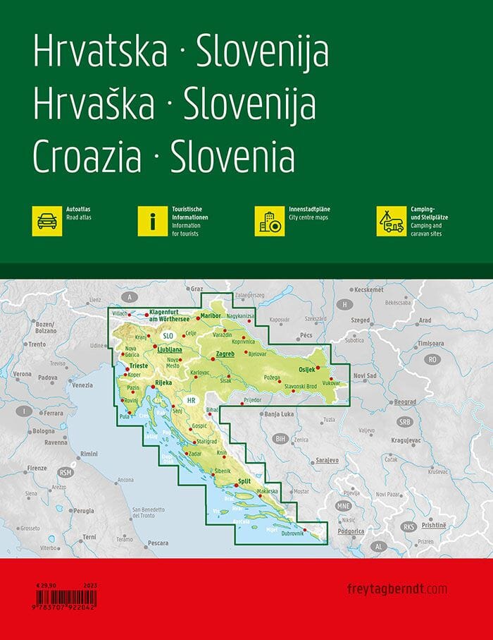 Atlas routier (à spirales) - Croatie & Slovénie 2023/24 | Freytag & Berndt atlas Freytag & Berndt 
