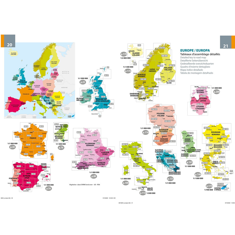 Atlas routier à spirales - Europe 2023 (multilingue) - format A4 | Michelin atlas Michelin 