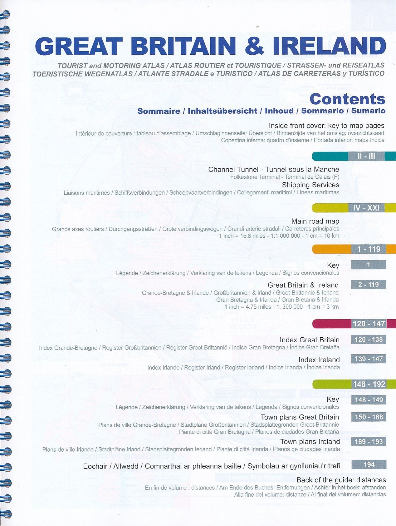 Atlas routier à spirales - Grande Bretagne & Irlande (multilingue) | Michelin atlas Michelin