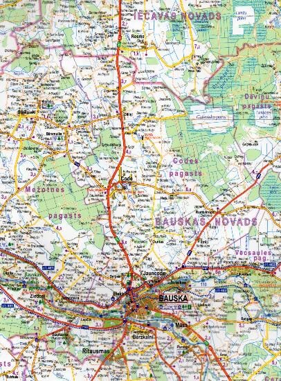 Atlas routier régional (à spirales) - Zemgale (Lettonie Sud) | Jana Seta atlas Jana Seta 