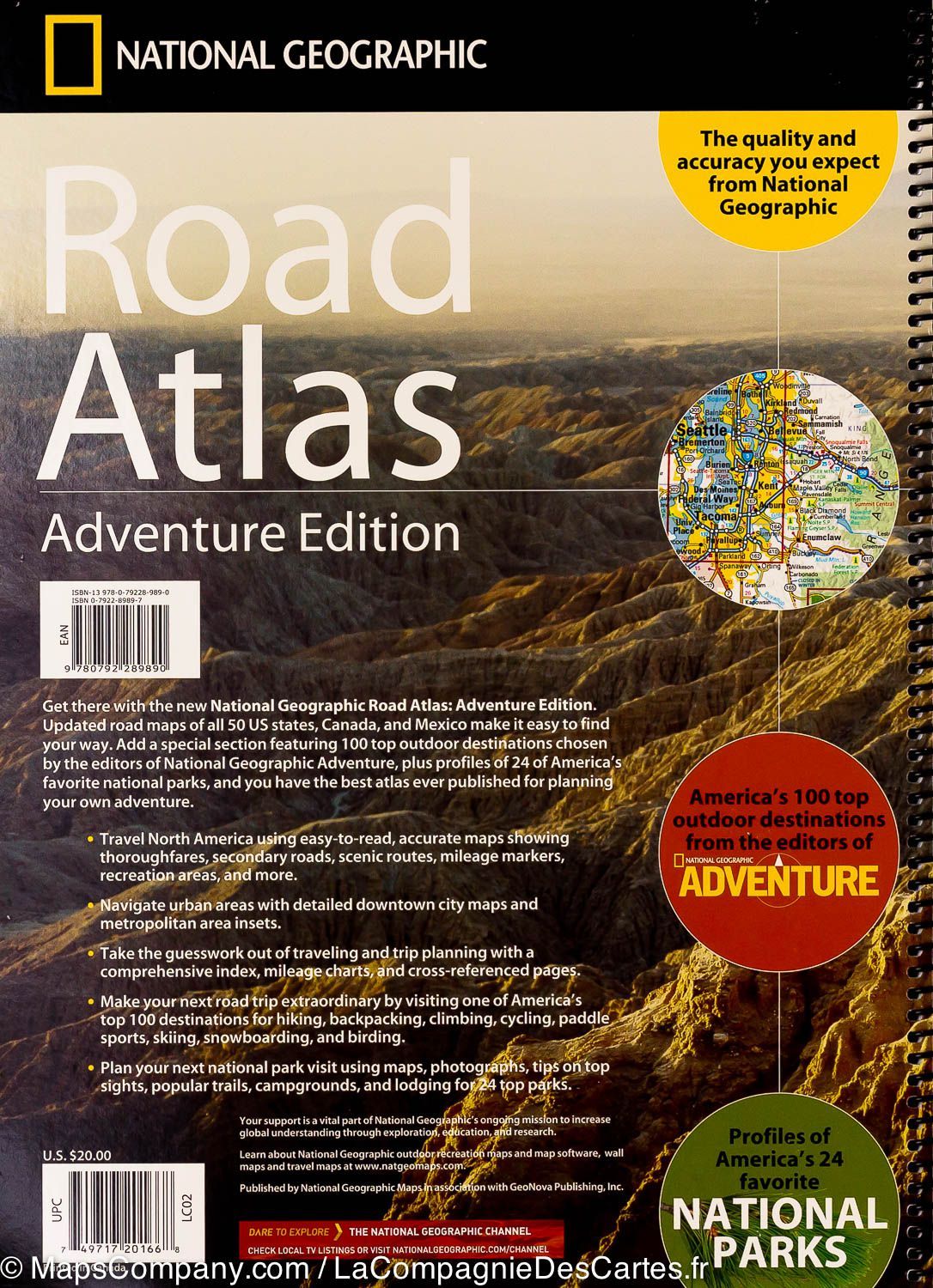 Atlas routier très grand format - USA, Canada & Mexique (38 x 28,3 cm) | National Geographic atlas National Geographic