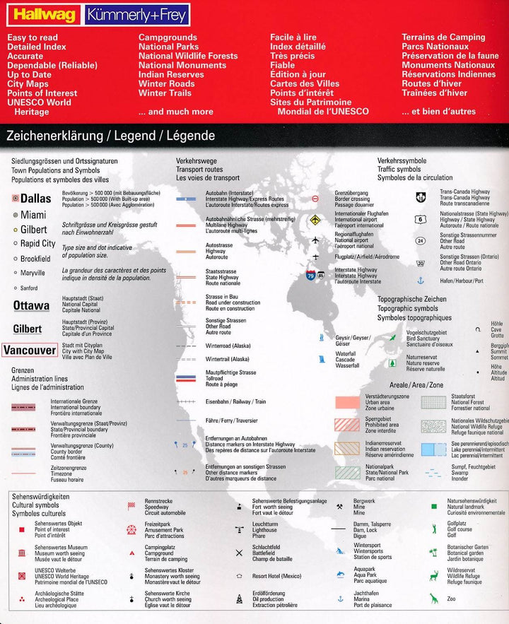 Atlas routier - USA, Canada & Mexique  | Hallwag - La Compagnie des Cartes