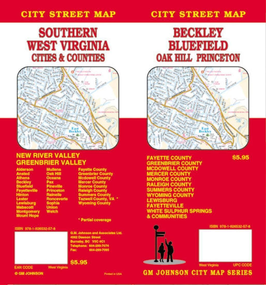 Beckley - Bluefield - Oak Hill and Princeton - West Virginia | GM Johnson Road Map 
