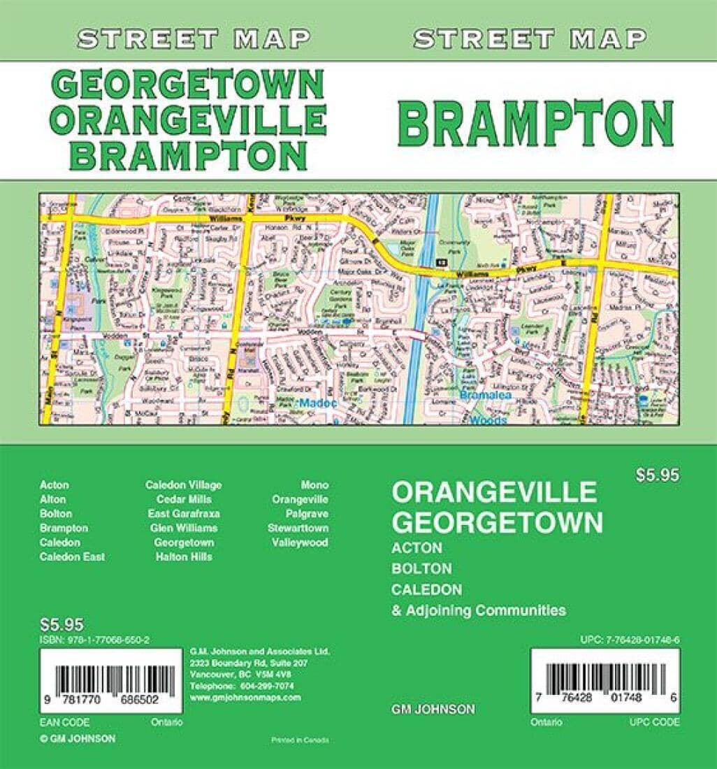 Brampton / Orangeville / Georgetown - Carte des rues de l'Ontario | GM Johnson plan de ville GM Johnson Default Title
