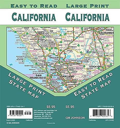 California Large Print | GM Johnson carte routière GM Johnson