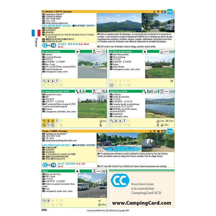 CampingCard ACSI - Carte de réductions & Aires camping-cars Europe 2022 guide pratique ACSI 