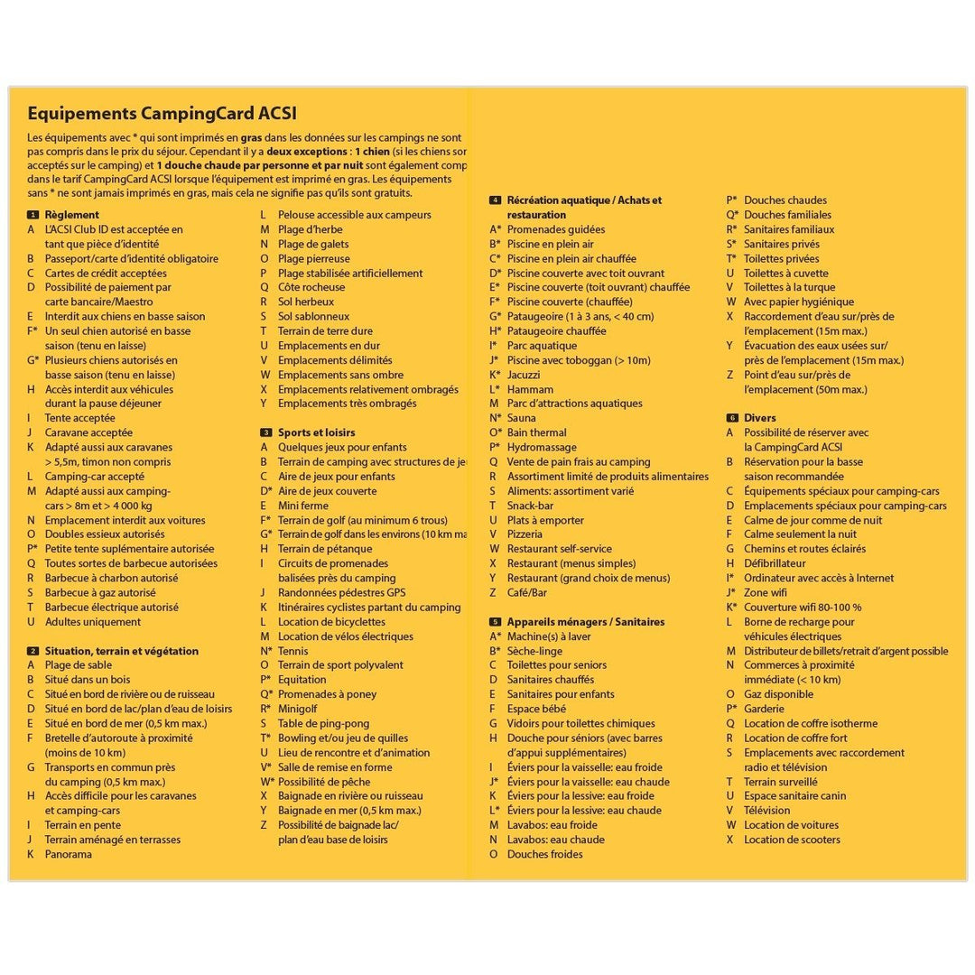 CampingCard ACSI - Carte de réductions & Aires camping-cars Europe 2022 guide pratique ACSI 