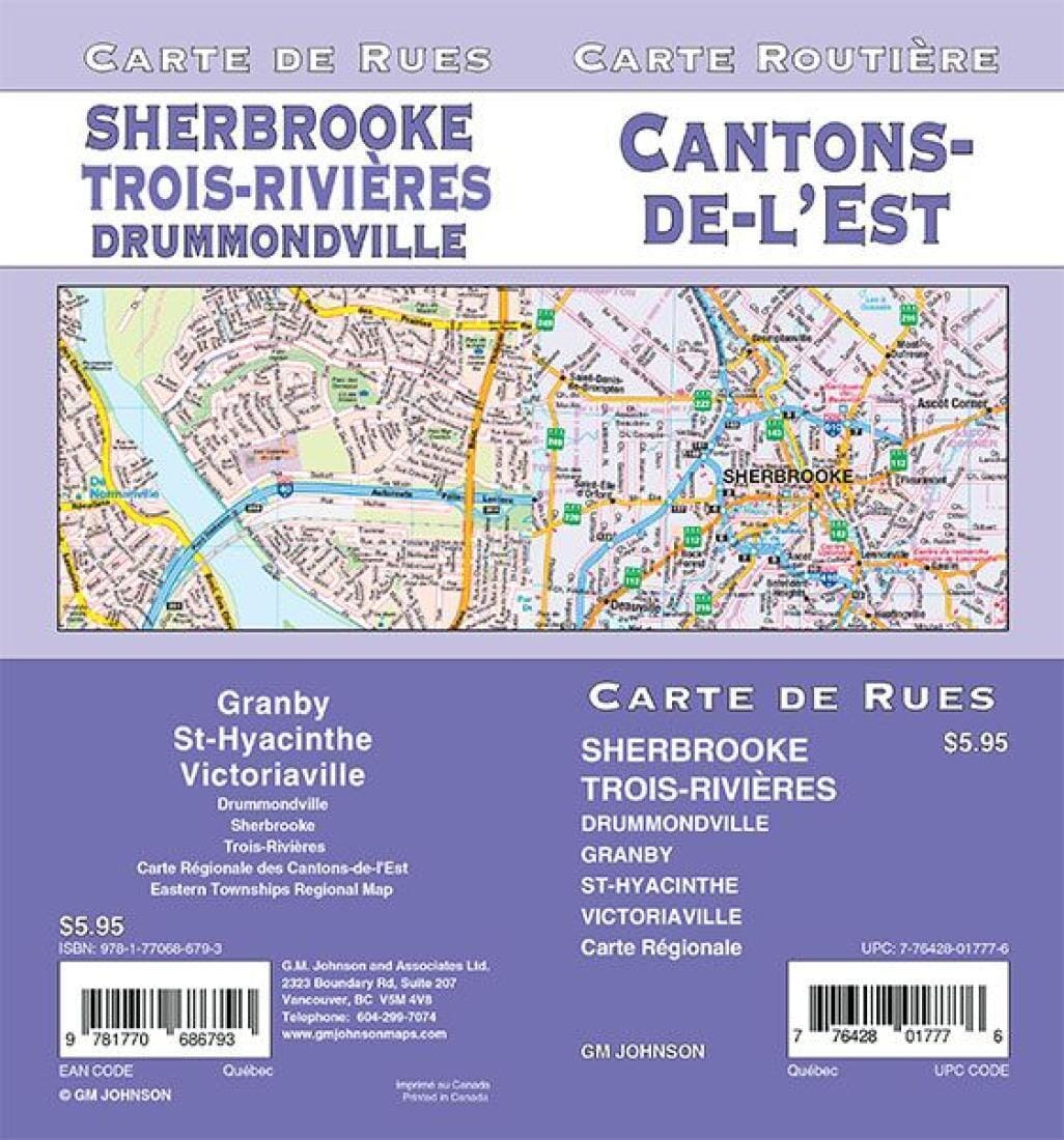 Cantons-de-l'Est / Sherbrooke / Trois-Rivières - Carte routière du Québec | GM Johnson plan de ville GM Johnson Default Title
