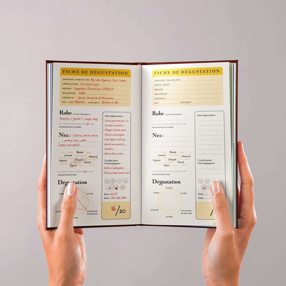 Carnet de dégustation de vins - couleur rouge guide pratique La carte des vins 