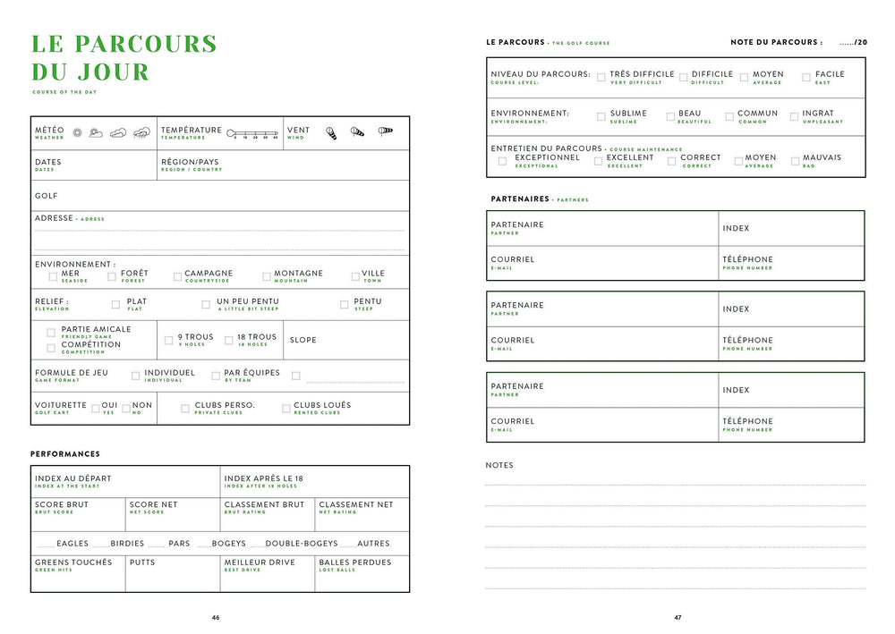 Carnet de golf accessoire de voyage Aventura 