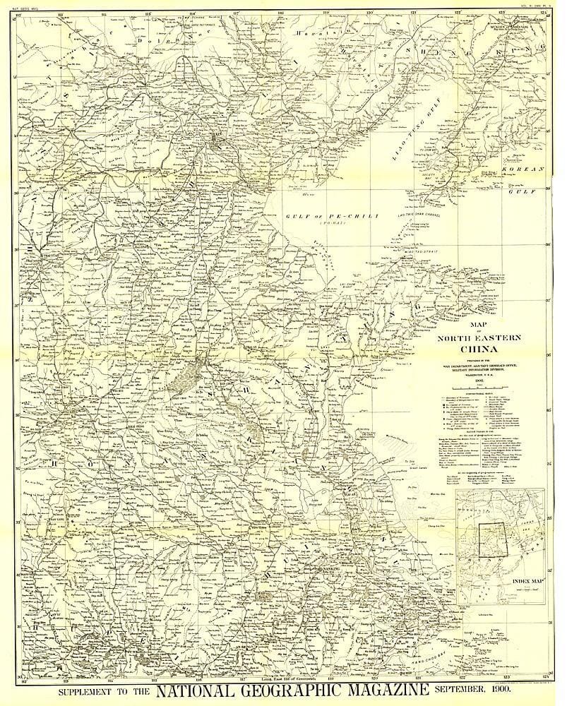 Carte 1900 du nord-est de la Chine carte murale roulée (en tube) National Geographic Historic POD Default Title