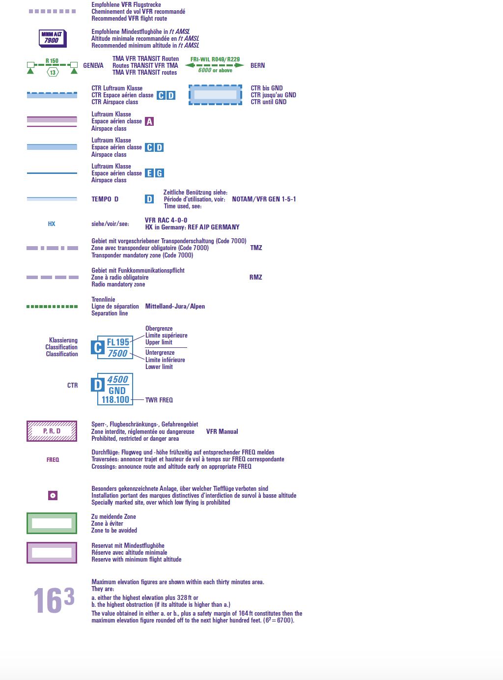 Carte aéronautique OACI - Suisse, Liechtenstein | Swisstopo carte routière Swisstopo