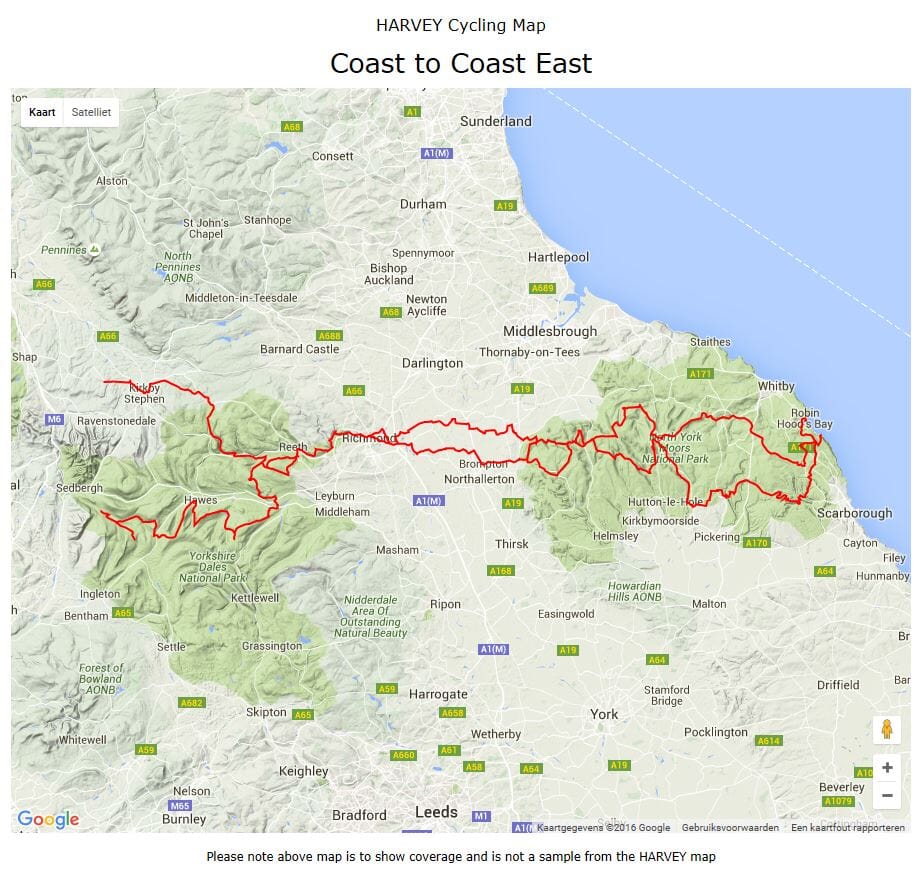 Carte cycliste - Coast to Coast Est XT60 | Harvey Maps - Cycling maps carte cycliste Harvey Maps Default Title