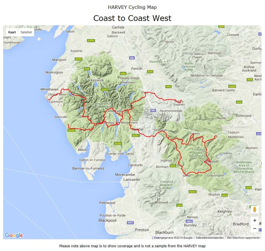 Carte cycliste - Coast to Coast Ouest XT60 | Harvey Maps - Cycling maps carte cycliste Harvey Maps Default Title