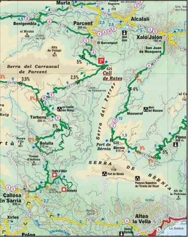 Carte cycliste - Costa Blanca | Alpina carte cycliste Editorial Alpina