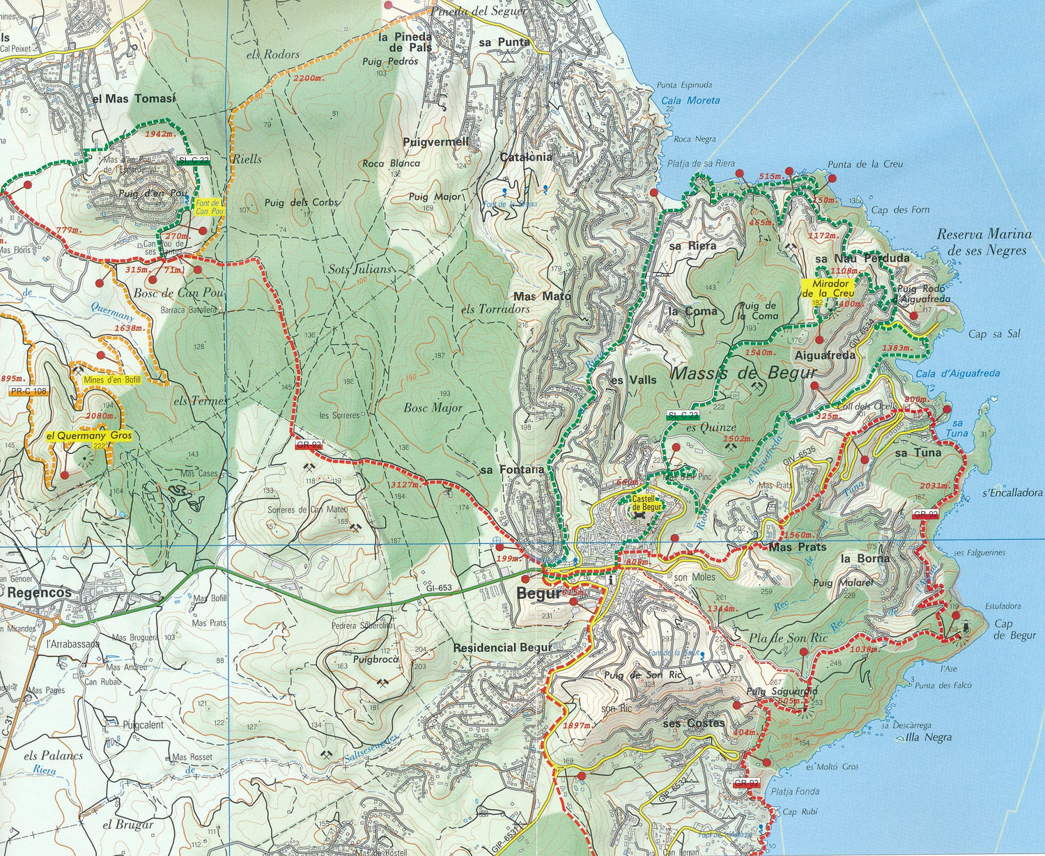 Carte cycliste - Costa Brava | Piolet carte cycliste Editorial Piolet