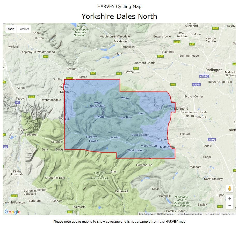 Carte cycliste - Dales Nord | Harvey Maps - Cycling maps carte cycliste Harvey Maps Default Title