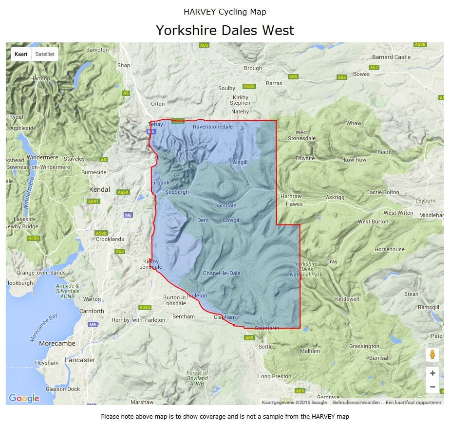 Carte cycliste - Dales Ouest | Harvey Maps - Cycling maps carte pliée Harvey Maps 