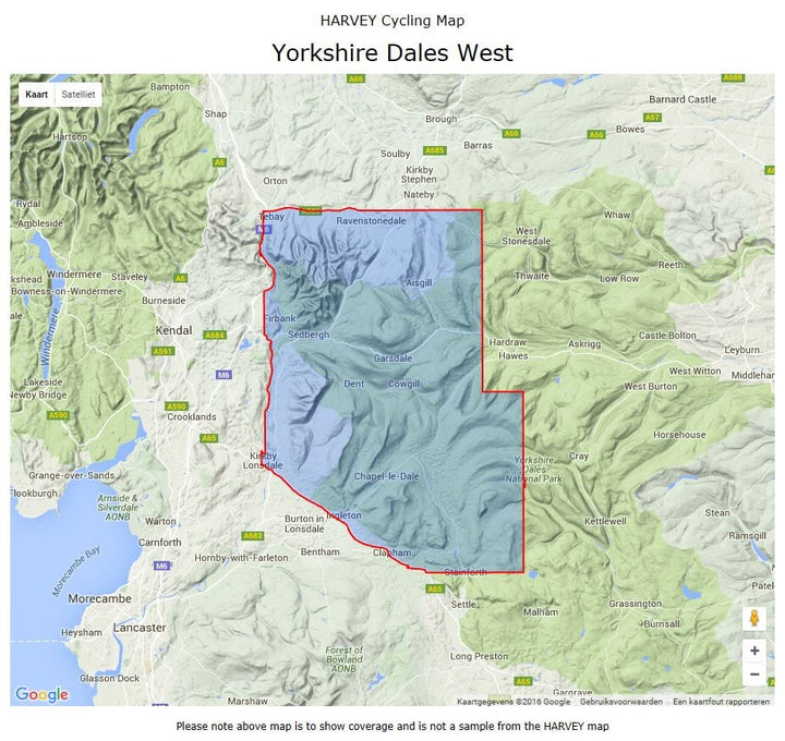 Carte cycliste - Dales Ouest | Harvey Maps - Cycling maps carte pliée Harvey Maps 