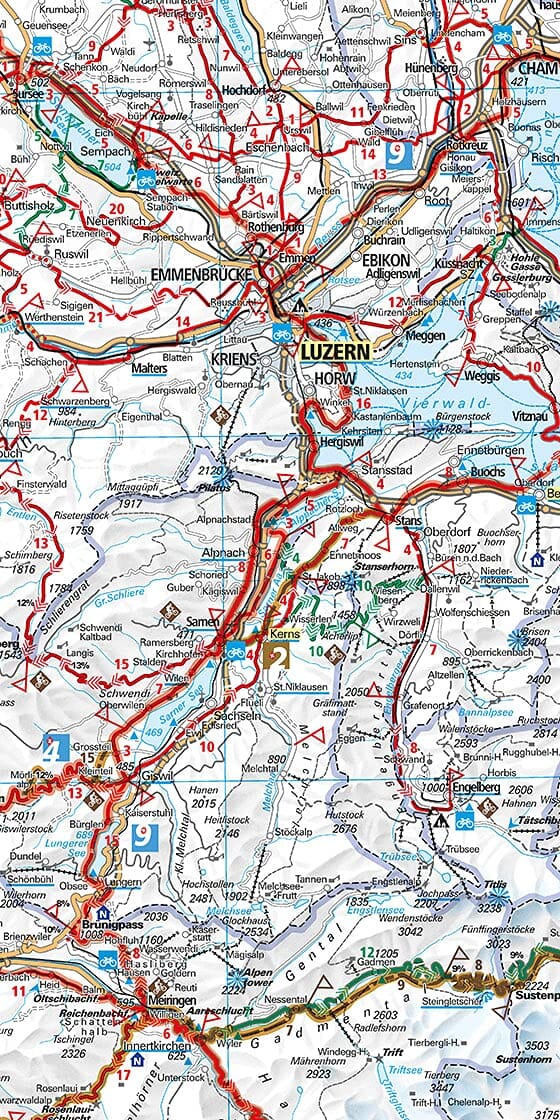 Carte cycliste de la Suisse | Kümmerly & Frey carte cycliste Hallwag Kümmerly-Frey