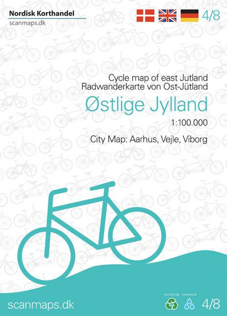 Carte cycliste du Danemark n° 4 - Jutland Est | Nordisk Korthandel carte pliée Scanmaps 