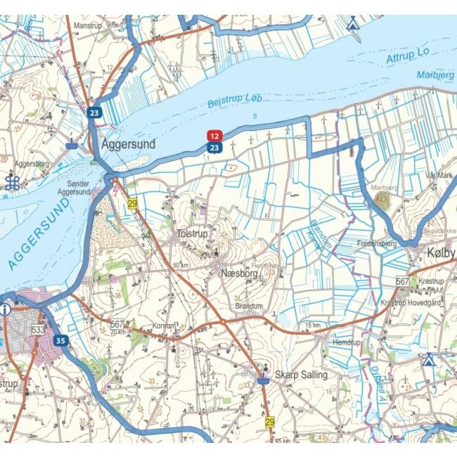 Carte cycliste du Danemark n° 6 - Jutland Ouest | Nordisk Korthandel carte pliée Scanmaps 