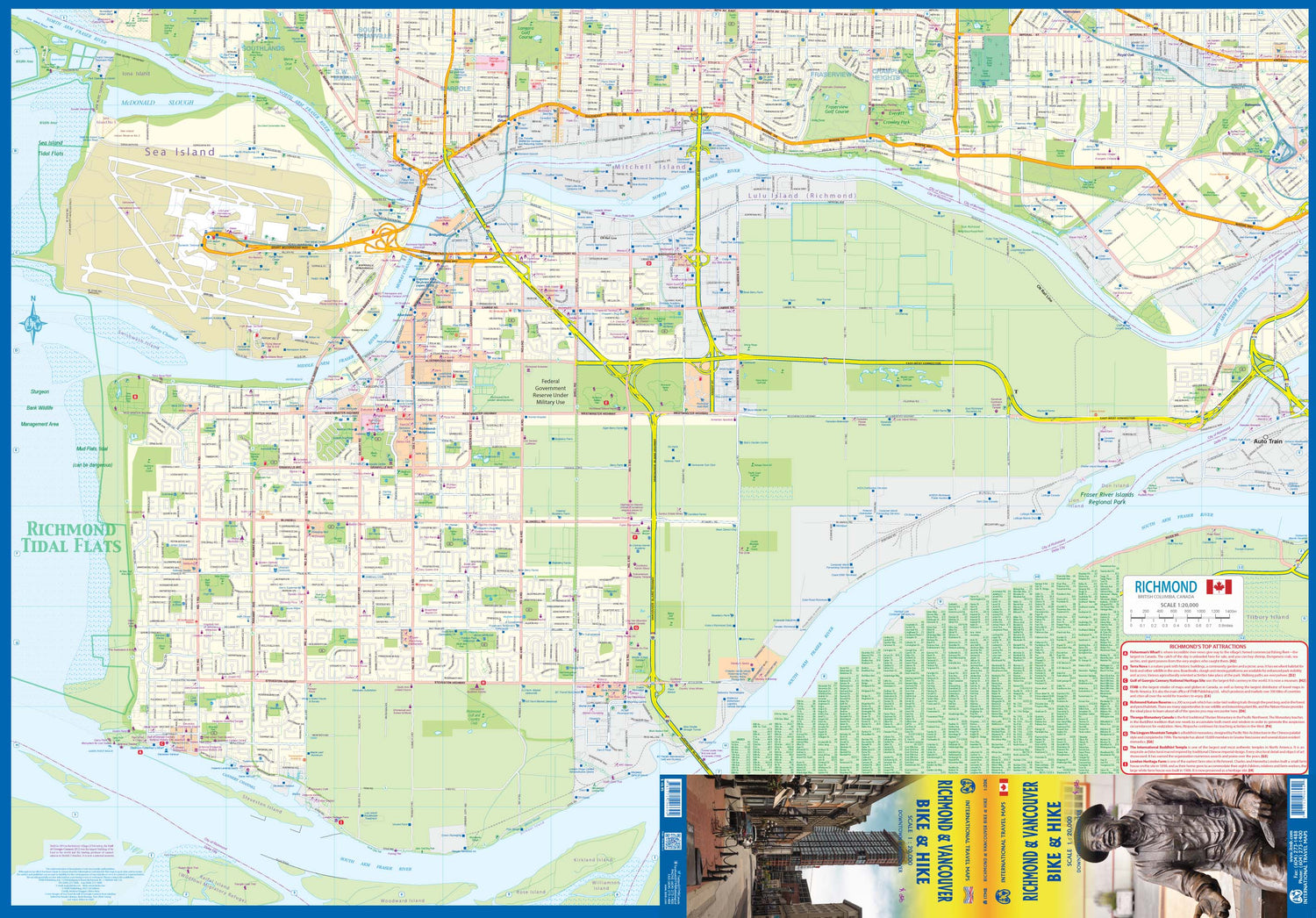 Carte cycliste et rando - Richmond & Vancouver (Colombie Britannique) | ITM carte cycliste ITM