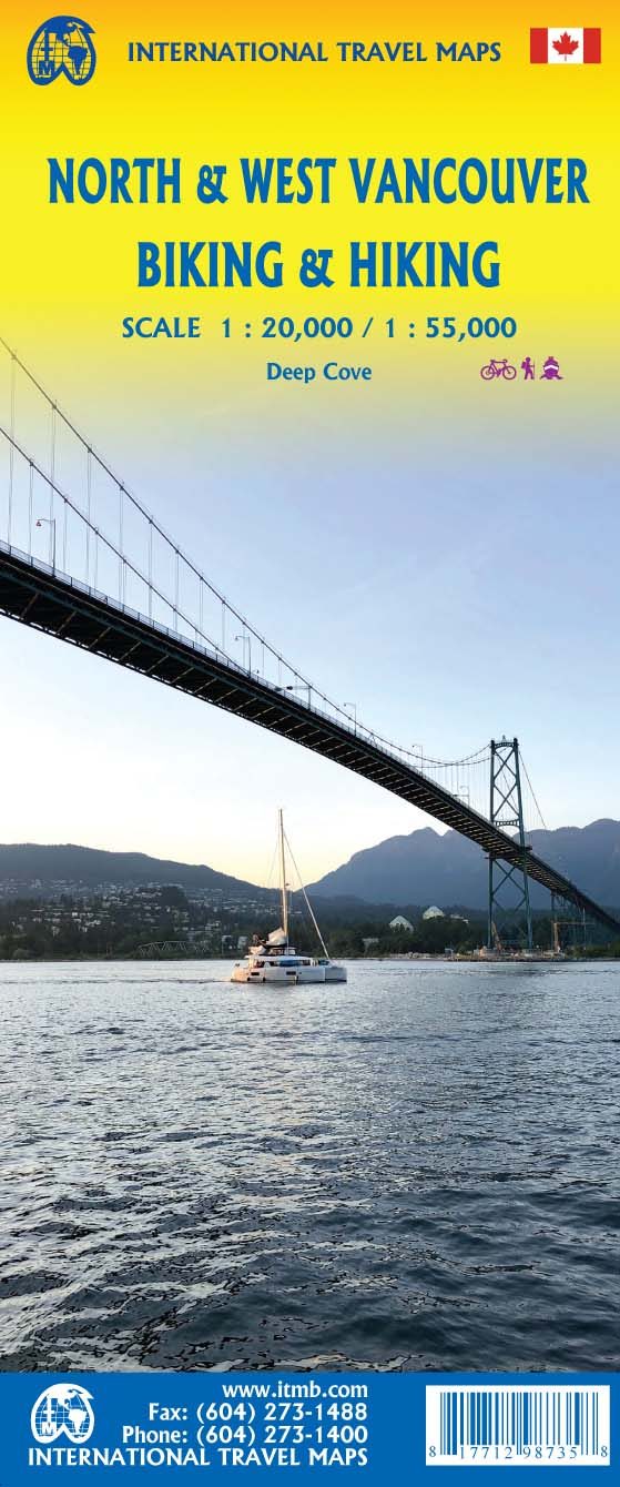 Carte cycliste et rando - Vancouver Nord et Ouest (Colombie Britannique) | ITM carte cycliste ITM