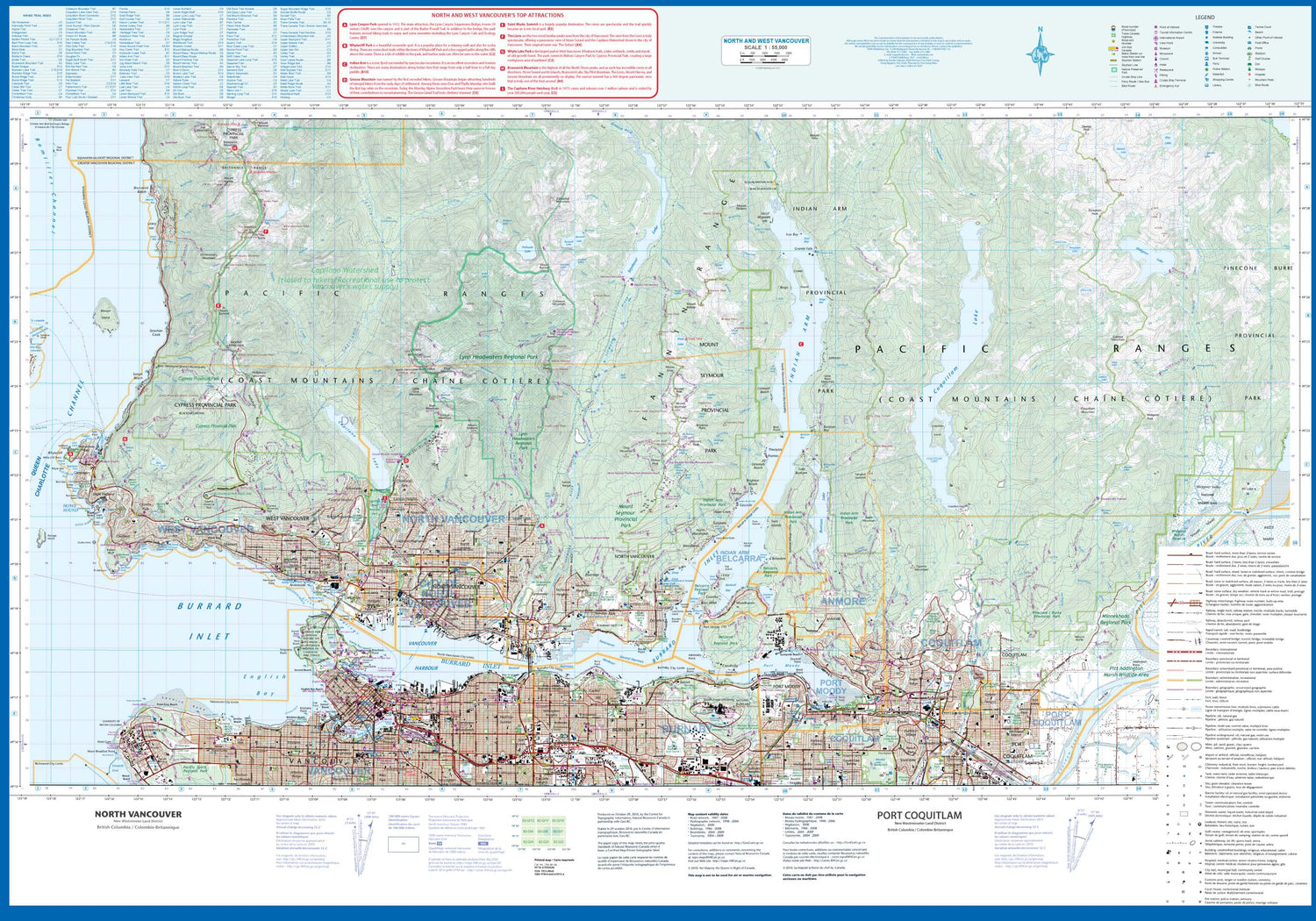 Carte cycliste et rando - Vancouver Nord et Ouest (Colombie Britannique) | ITM carte cycliste ITM