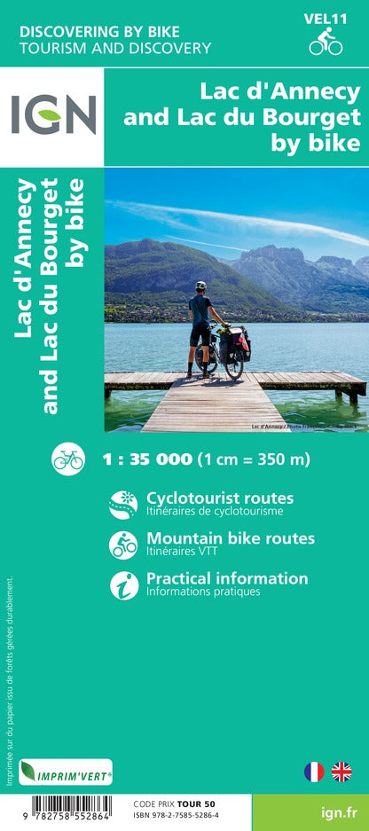 Carte cycliste - Lac d'Annecy et lac du Bourget à vélo | IGN carte cycliste IGN