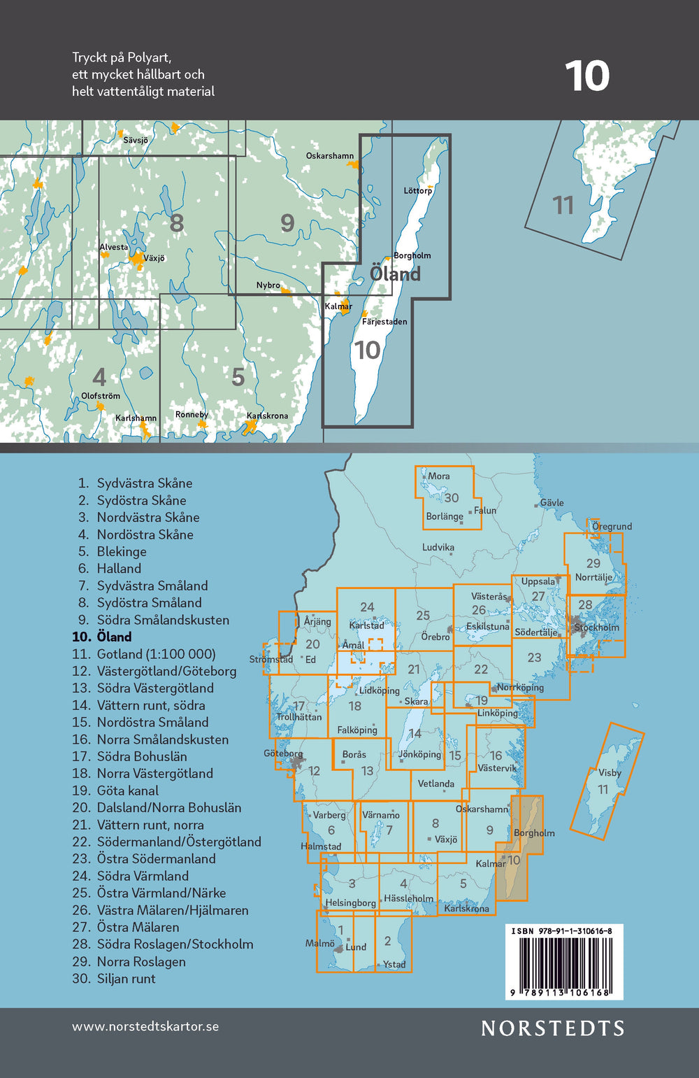 Carte cycliste n° 10 - Öland (Suède) | Norstedts carte pliée Norstedts 