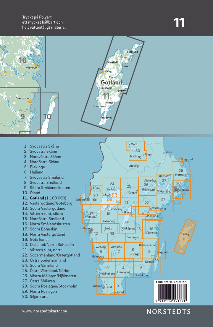 Carte cycliste n° 11 - Gotland (Suède) | Norstedts carte pliée Norstedts 