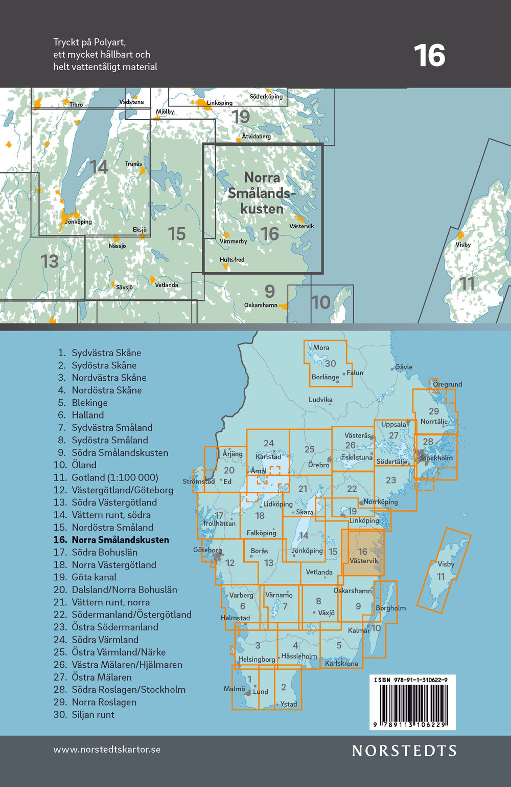 Carte cycliste n° 16 - Smaland Côte Nord (Suède) | Norstedts carte pliée Norstedts 