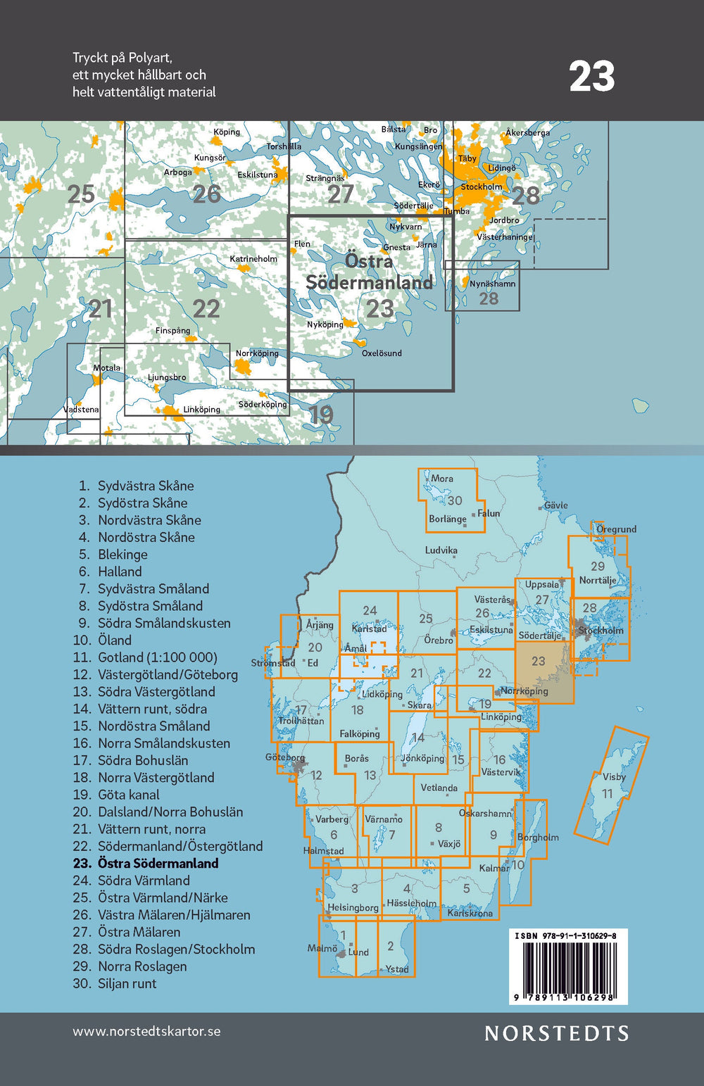 Carte cycliste n° 23 - Södermanland Est (Suède) | Norstedts carte pliée Norstedts 