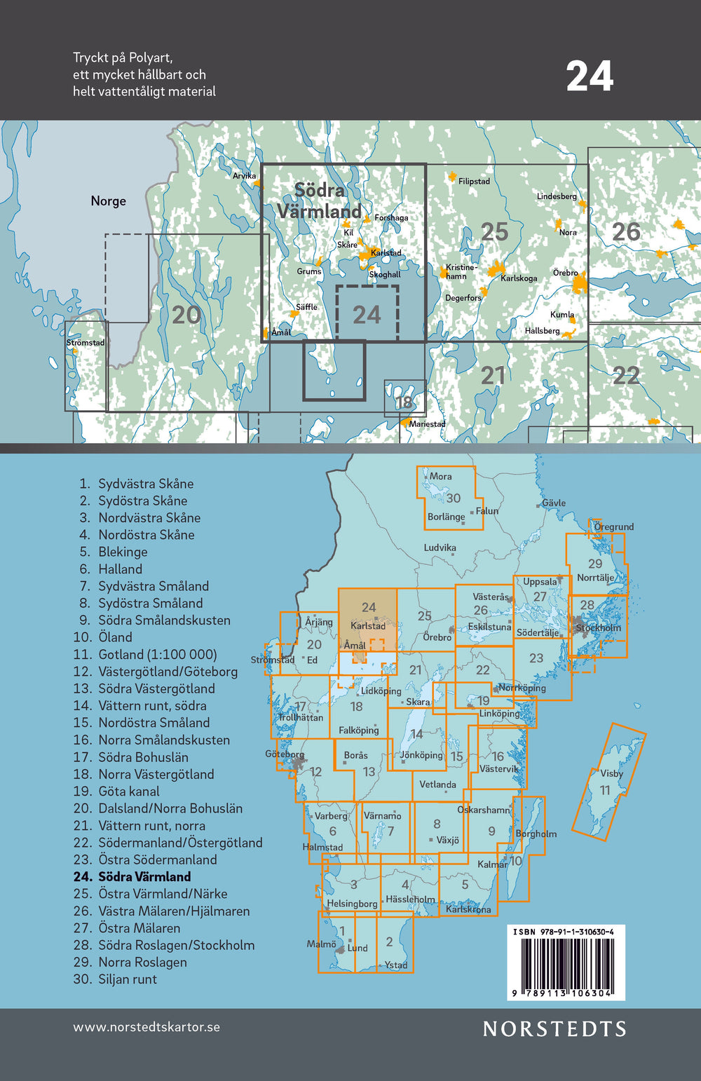 Carte cycliste n° 24 - Värmland Sud (Suède) | Norstedts carte pliée Norstedts 