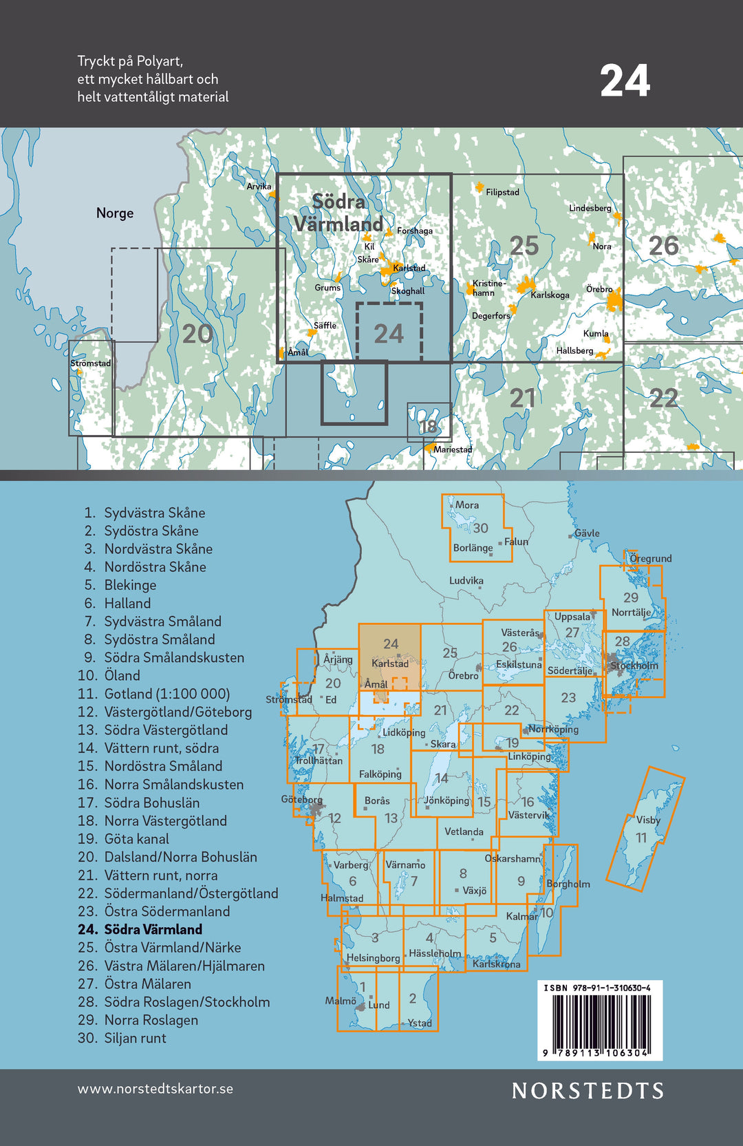 Carte cycliste n° 24 - Värmland Sud (Suède) | Norstedts carte pliée Norstedts 