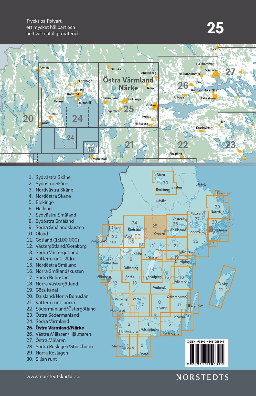Carte cycliste n° 25 - Värmland Est/Närke (Suède) | Norstedts carte pliée Norstedts 