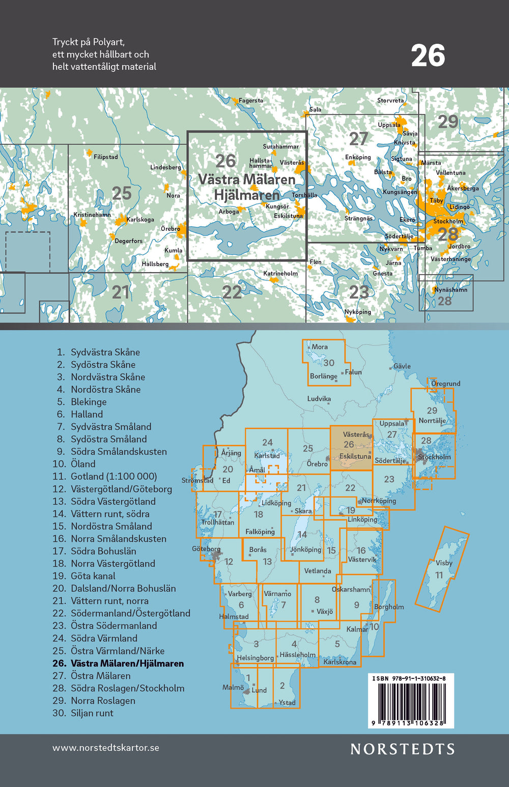 Carte cycliste n° 26 - Mälaren Ouest / Hjälmaren (Suède) | Norstedts carte pliée Norstedts 