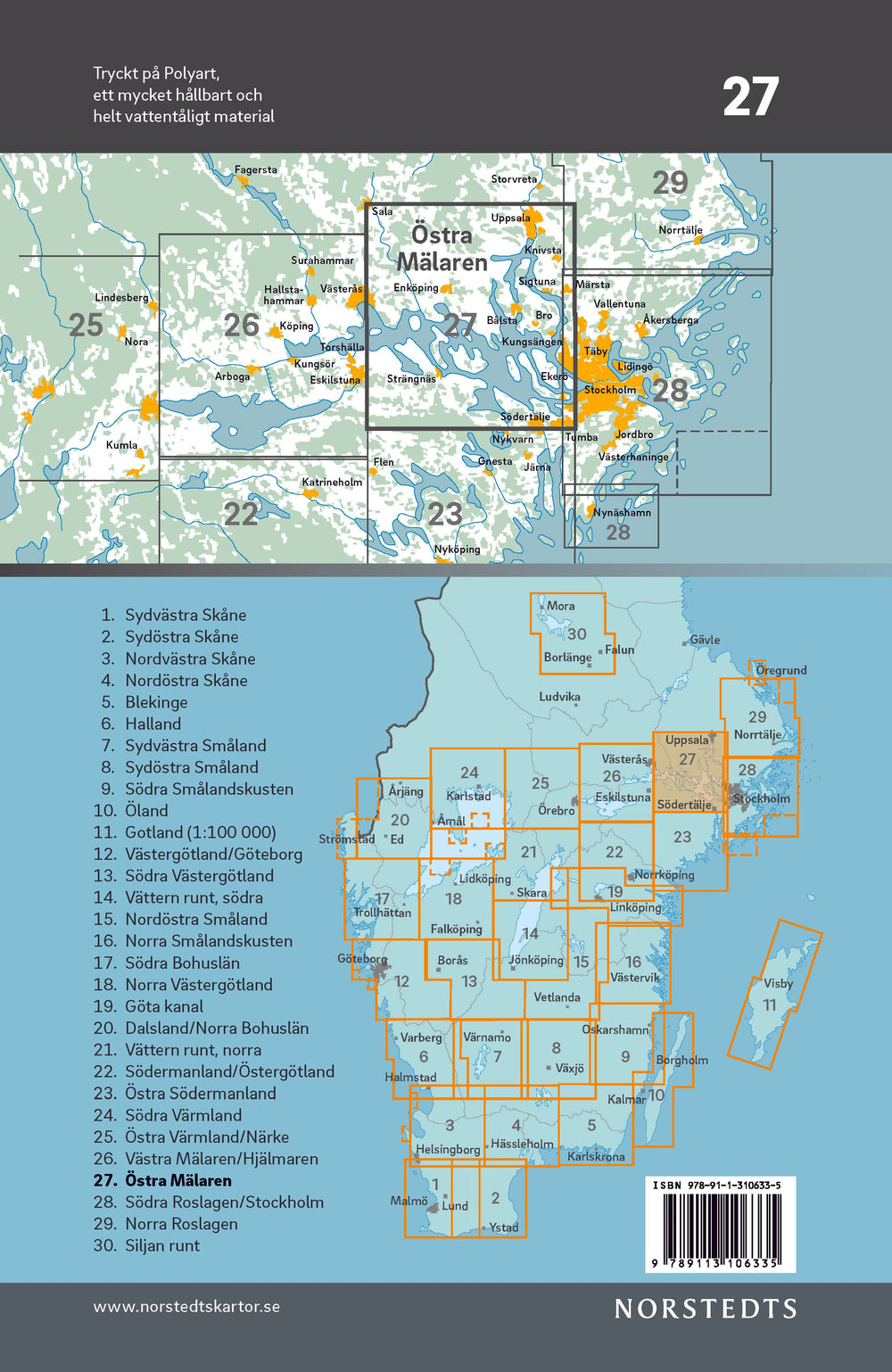 Carte cycliste n° 27 - Mälaren Est (Suède) | Norstedts carte pliée Norstedts 