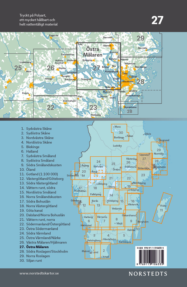 Carte cycliste n° 27 - Mälaren Est (Suède) | Norstedts carte pliée Norstedts 