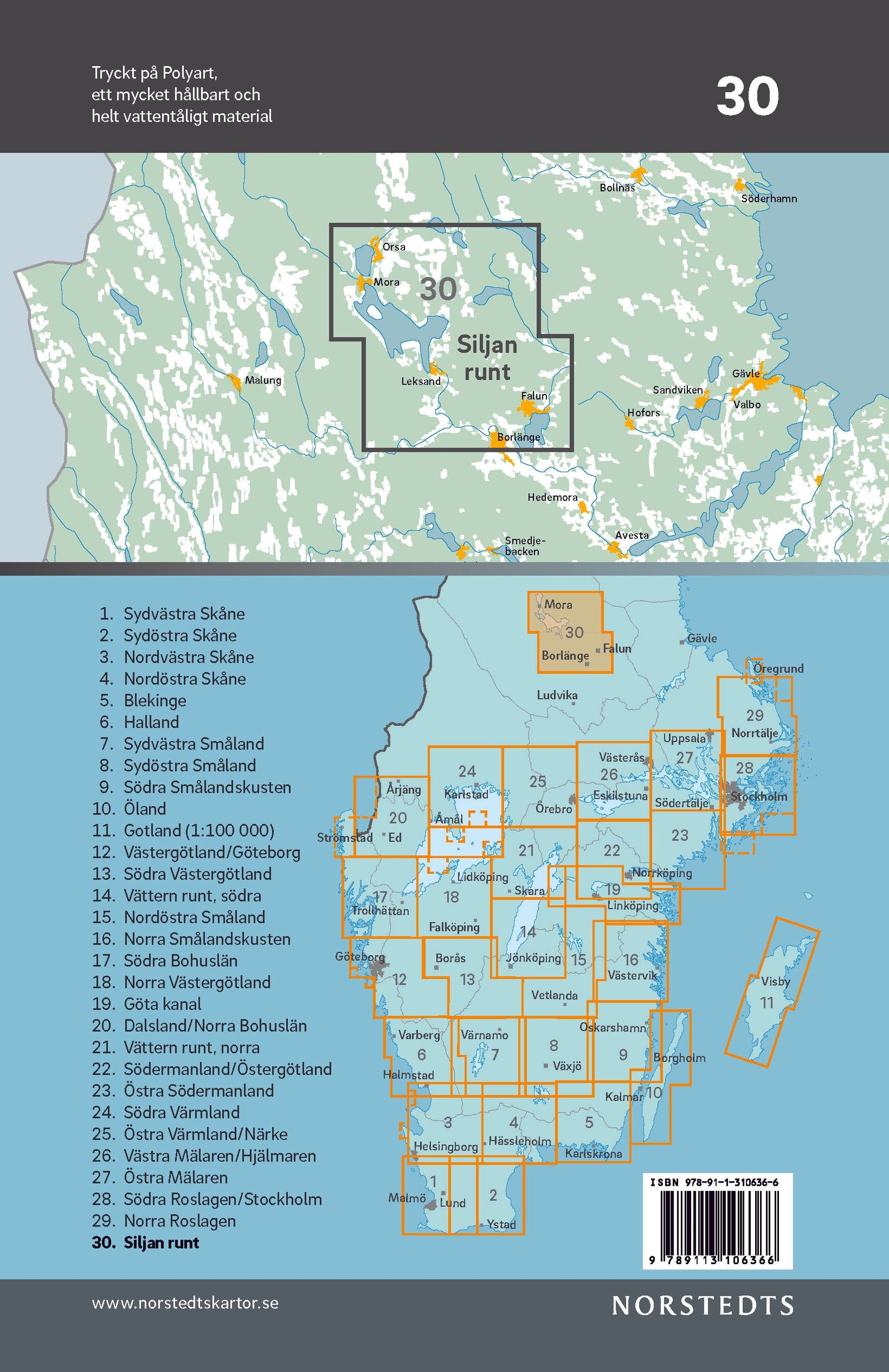 Carte cycliste n° 30 - Lac Siljan lac & environs (Suède) | Norstedts carte cycliste Norstedts