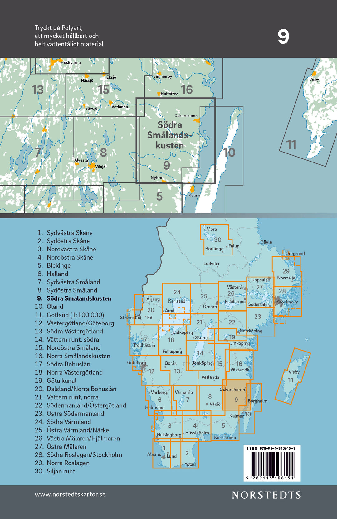 Carte cycliste n° 09 - Smaland Côte Sud (Suède) | Norstedts carte cycliste Norstedts