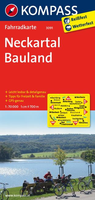 Carte cycliste n° F3091 - Neckartal, Baula (Allemagne) | Kompass carte pliée Kompass 